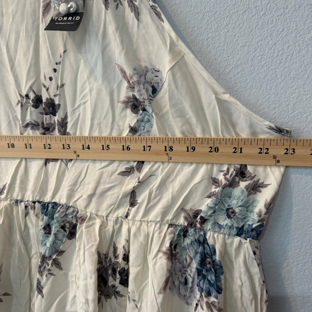 NEW Torrid Challis Floral High Low Halter Dress Plus Size Boho Feminine White 3X - Picture 8 of 14